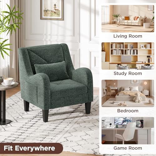 Maupvit Chenille Accent Chair for Living Room Bedroom Chair Comfy Reading Cha...
