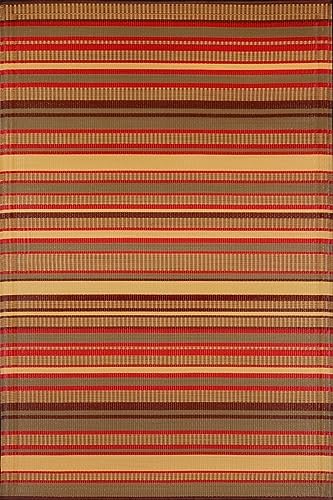 Mad Mats Geometric Stripe 5x8 Brown Outdoor Rug, Reversible Plastic Mat for P...