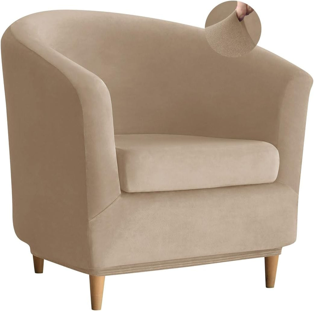 Velvet Club Chair Slipcover 2 Piece Swivel Barrel Chair Covers Slipcover Tub ...