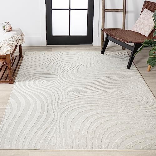 JONATHAN Y Maribo High-Low Abstract Striped Indoor/Outdoor Area Rug, Contempo...