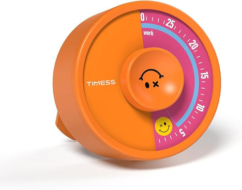 60-Minute Visual Timer, Twist to Set, Loud Battery-Powered Alarm, Bright Rotary by TIMESS