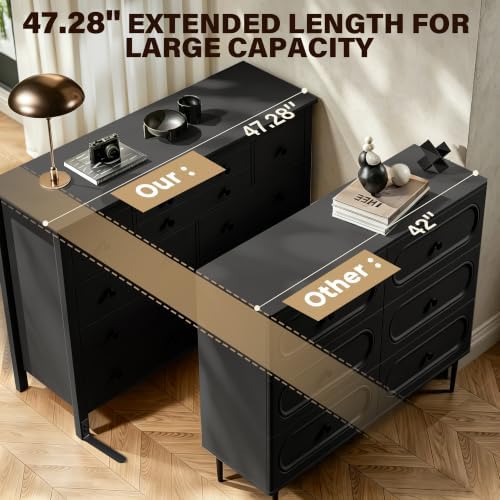 Loomie Upgraded 47.28" Long Black 10-Drawer Dresser for Bedroom