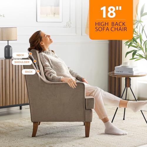 VINLI High Back Accent Chair Upholstered Armchair for Living Room, Entryway