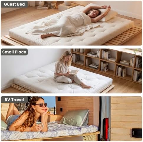Floor Bed Frame, Foldable Japanese Tatami Bed Frame for Futon Mattress