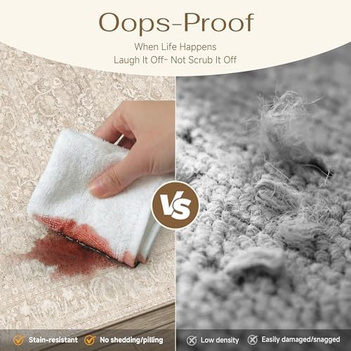 8x10 Area Rug for Living Room Vintage Printed Beige Rugs