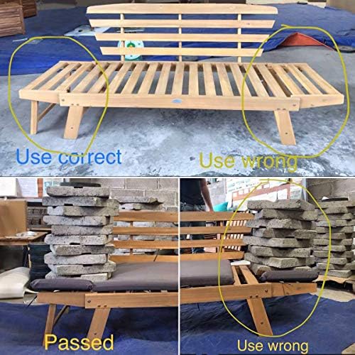 Tangkula Convertible Acacia Wood Patio Sofa Bed with Adjustable Armrest