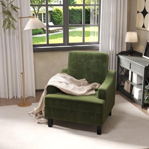 Garvee Green Comfy Accent Chair, Upholstered Armchair for Living Room