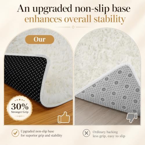 PLHXFR 8x10 Area Rugs Living Room: Fluffy Bedroom Rug Shag Carpet White