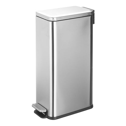 mDesign Slim Metal Rectangle 7.9 Gallon Trash Can - Image 8
