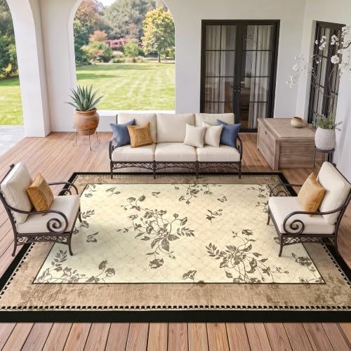 DweIke Easy Jute Outdoor Patio Rug, 4x6 Washable Rugs for Entryway Indoor Liv...