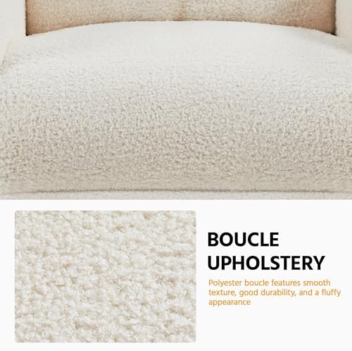 Topeakmart Boucle Recliner Chair Home Theater Seating with Footrest Ivory