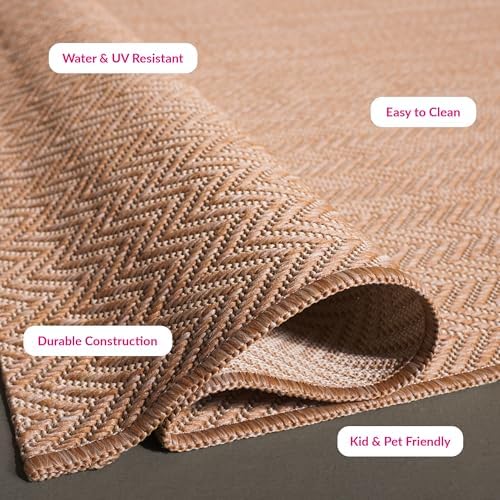 SAFAVIEH Courtyard Outdoor Area Rug 5'3"x7'7", Natural &amp...