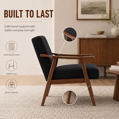 Anwick Mid-Century Accent Chair,Modern Living Room Chairs with Solid Wood Fra...