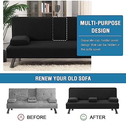 H.VERSAILTEX 4 Pieces Stretch Futon Covers Sofa Bed Slipcover with Removable ...