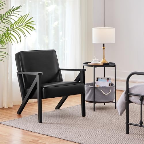 Yaheetech Mid-Century Modern Accent Chair, Lounge Chair, Black