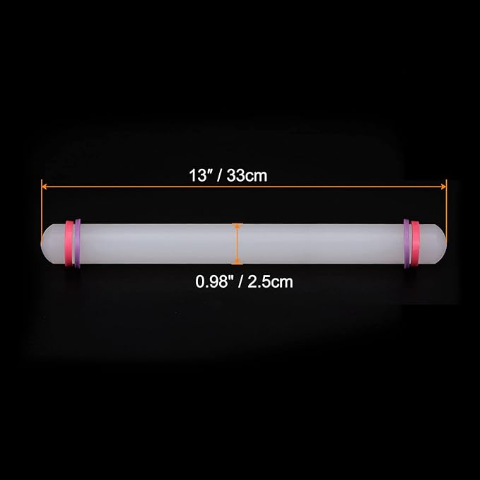 HARFINGTON Fondant Rolling Pin 13 Inch x 0.98 Inch Adjustable Guide Rings - Image 2