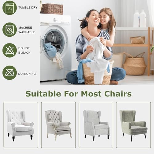 HAOYONG Wing Chair Slipcovers Printed Wingback Chair Covers 2 Pieces Wingback...