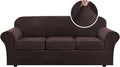 H.VERSAILTEX Modern Velvet Plush 4 Piece High Stretch Sofa Slipcover Cover Form by HVERSAILTEX