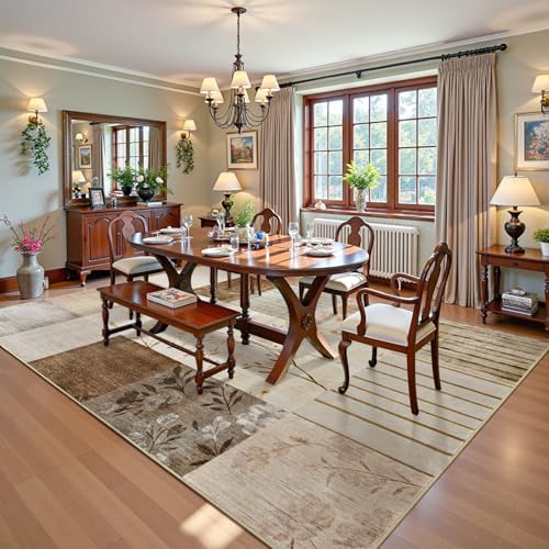 DweIke Floral Rugs for Living Room, 5x7 Washable Area Rug for Dining Room Far...