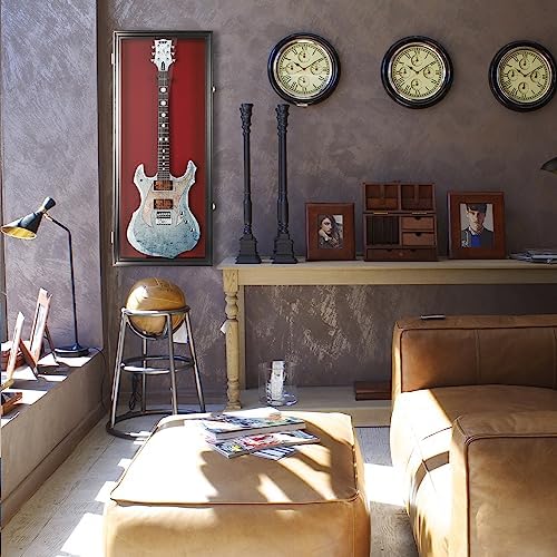 DisplayGifts 42" Electric Guitar Display Case Cabinet Shadow Box with Gu...