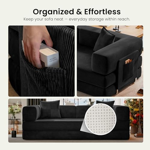 78.8" Convertible Futon Sofa Bed, Boneless Couch for Living Room | Cordu...