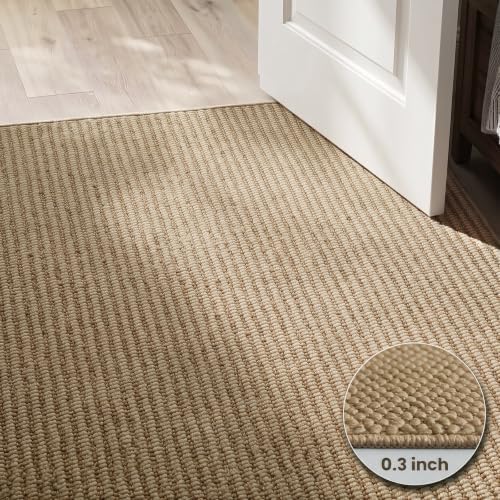 Washable Easy Jute Rug 5x7, Non Slip, Indoor Outdoor Natural Color Fiber Area...