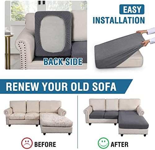 H.VERSAILTEX Sectional Couch Covers 3 Pieces Sofa Seat Cushion Covers L Shape...