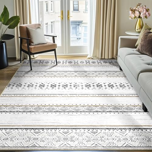 5x7 Washable Area Rugs for Living Room Boho Bedroom Rug Black/Brown
