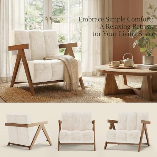 Modern Accent Chair Set of 2 for Living Room Bedroom,Comfy Chenille Reading C...