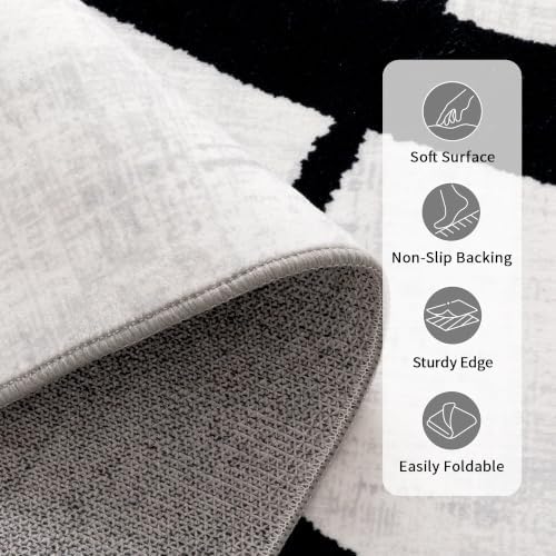 YIHOUSE 6x9 Washable Modern Abstract Black White Area Rug