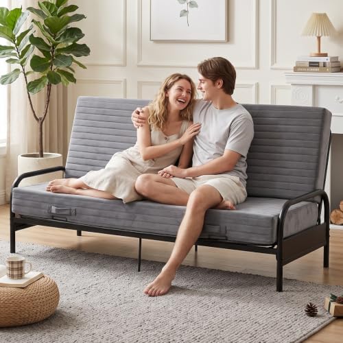 6 Inch Futon Mattress Full Size, Foldable Futon Floor Sofa Bed with Soft Thic...