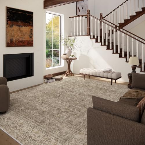 Washable Area Rugs for Living Room: 8x10 Bedroom Rug Non Slip Large Carpet