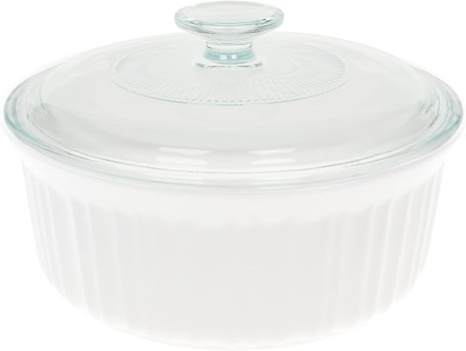 CorningWare FS5 1.5qt/1.4L Round French White Casserole Dish & G-5C 1.5qt by CorningWare