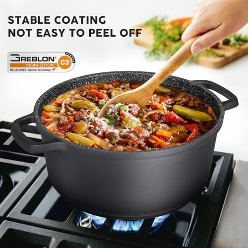 Large Dutch Oven Pot with Lid-7.5QT Cast Aluminum Oven Pot with Two Handles