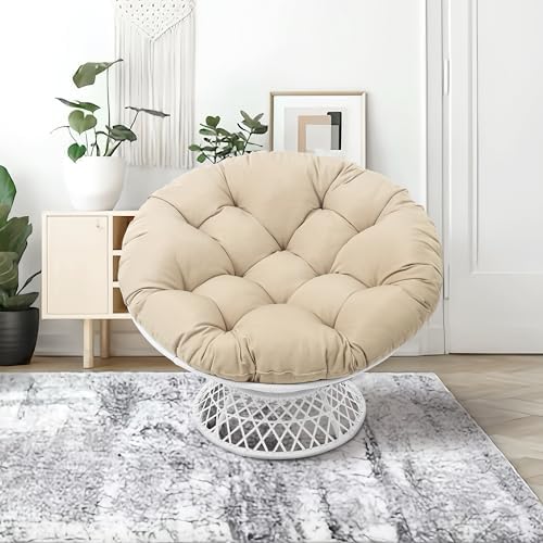 360° Swivel Papasan Chair - 350lbs Capacity Indoor/Outdoor Wicker Lounge Chai...