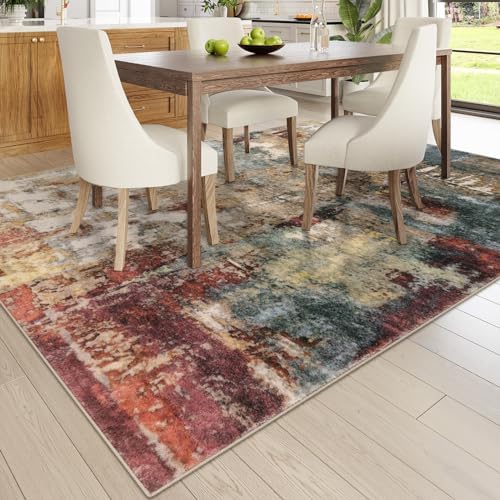 Lahome Modern Abstract 9x12 Area Rugs for Bedroom, Washable Living Room Rug f...