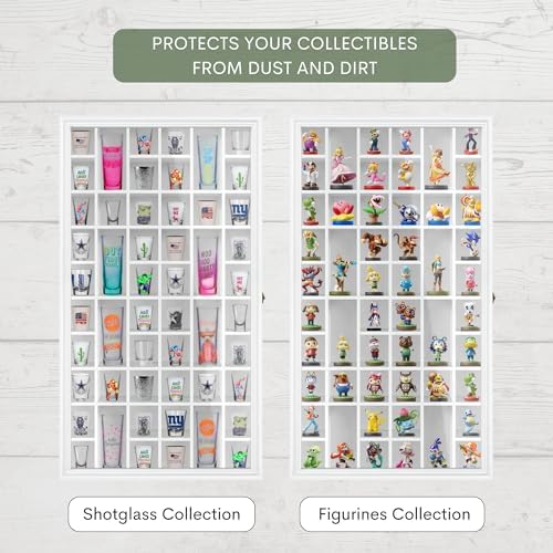 Shot Glass Display Cabinet Solid Wood - Large Display Case for Collectibles |...