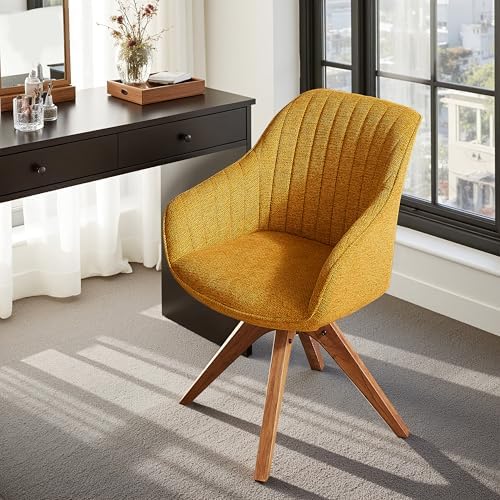 Zouron Mid Century Modern Accent Chair with Wooden Legs, Upholstered Swivel C...