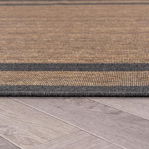 Rugshop Border Jute-Style Indoor Outdoor Area Rug Dark Gray 6'6" x 9...