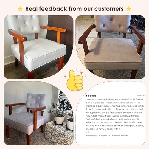 Accent Chairs Set of 2, Mid-Century Modern Arm Chairs with Wood Arms