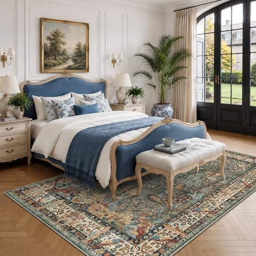 6x9 Washable Area Rug Vintage Animals Print Boho Indoor Carpet