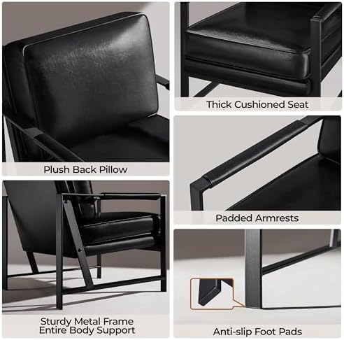 Yaheetech Mid-Century Modern Accent Chairs Set of 2, Black