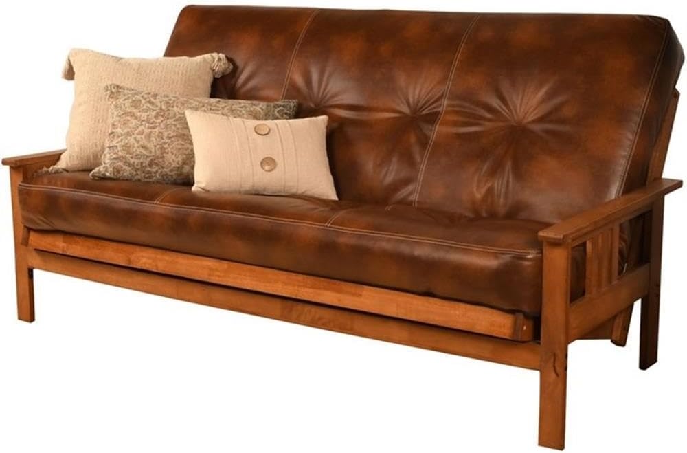 Kodiak Furniture 75" Traditional Polyester & Leather No-Flip Futon M...