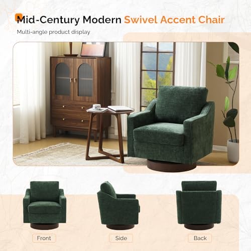 VINGLI Mid-Century Modern Swivel Accent Chair, 360°Upholstered Armchair, Home...