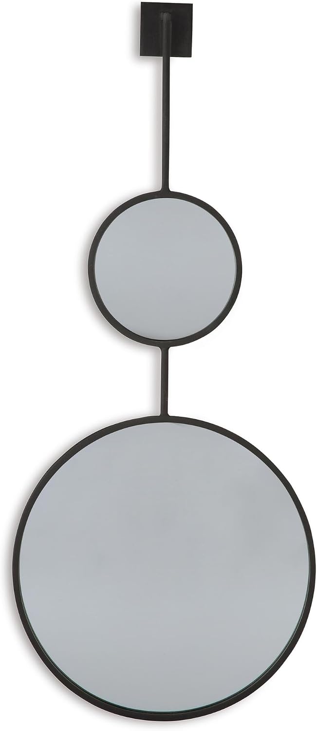 Signature Design by Ashley Large Stacked Round Accent Wall Mirror, Black