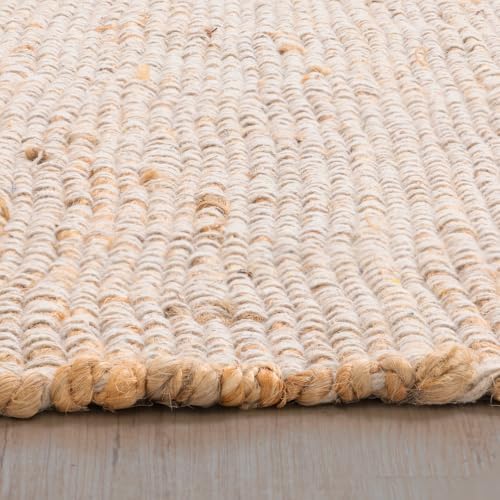 HOMEMONDE Rectangle Jute Cotton Area Rug | 5' x 8' | Natural