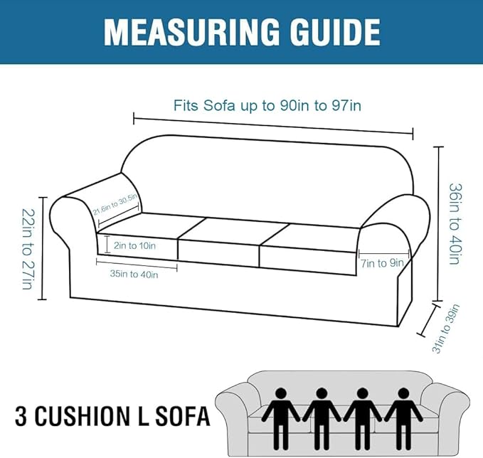 H.VERSAILTEX High Stretch Sofa Slipcover 4 Piece Cover Velvet Furniture - Image 2