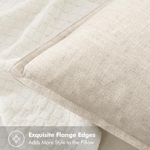 MIULEE Beige Linen Pillow Covers Pack of 4 Decorative Natural Solid Throw - Image 3