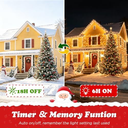 Quntis Battery Powered String Lights Outdoor, 132FT 300 LED Indoor Christmas ...