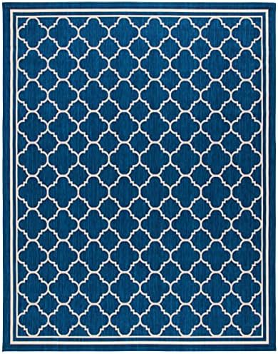 SAFAVIEH Courtyard Collection 8' x 11' Navy/Beige CY6918 Trellis Indo...